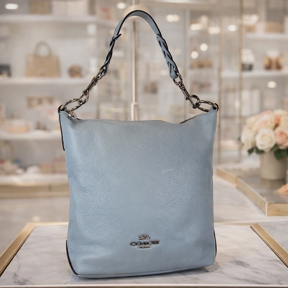 Coach Handbags - Coach Abby Hobo Baby Blue Duffle Shoulder Leather Bag Rehab